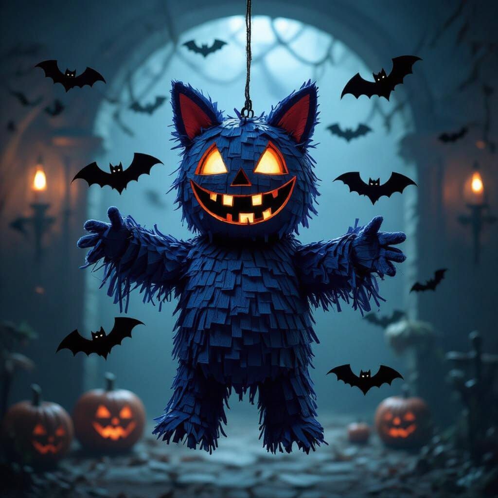 Haunted Piñata Unleashes Bats with Ghostly Laughter