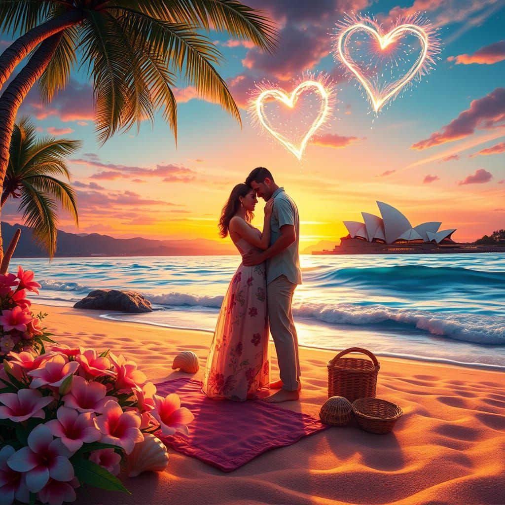 Romantic Sunset Beach Picnic with Sydney Opera House