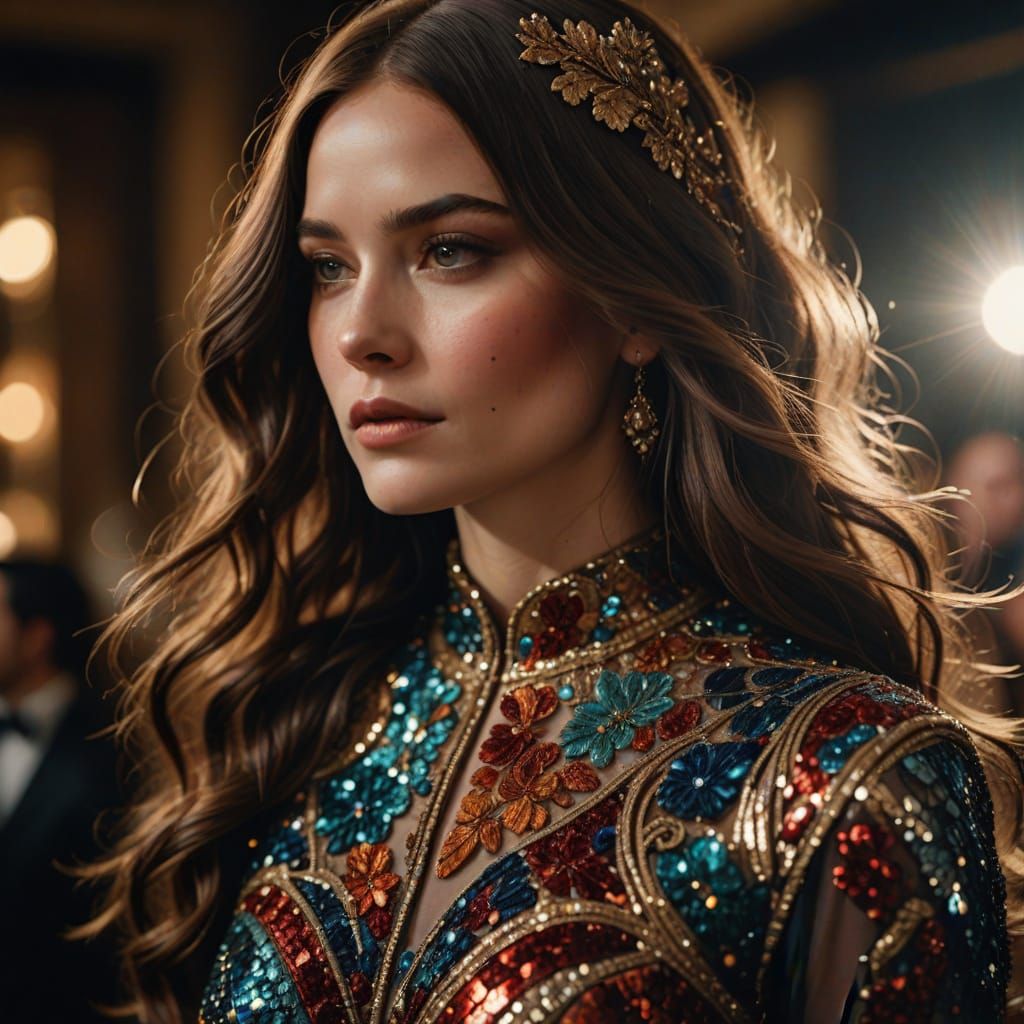 Ethereal Sequined Portrait in Cinematic Style