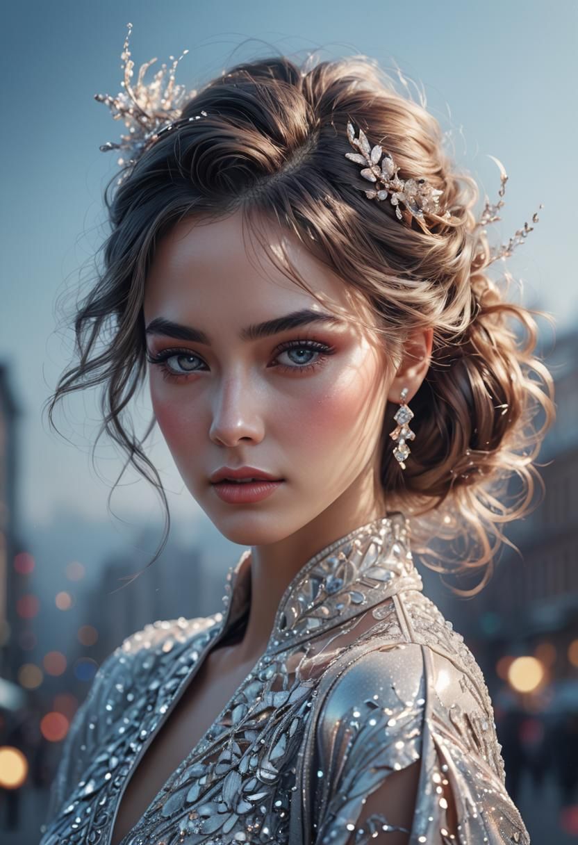 Elegant Woman Portrait in Vivid Digital Art