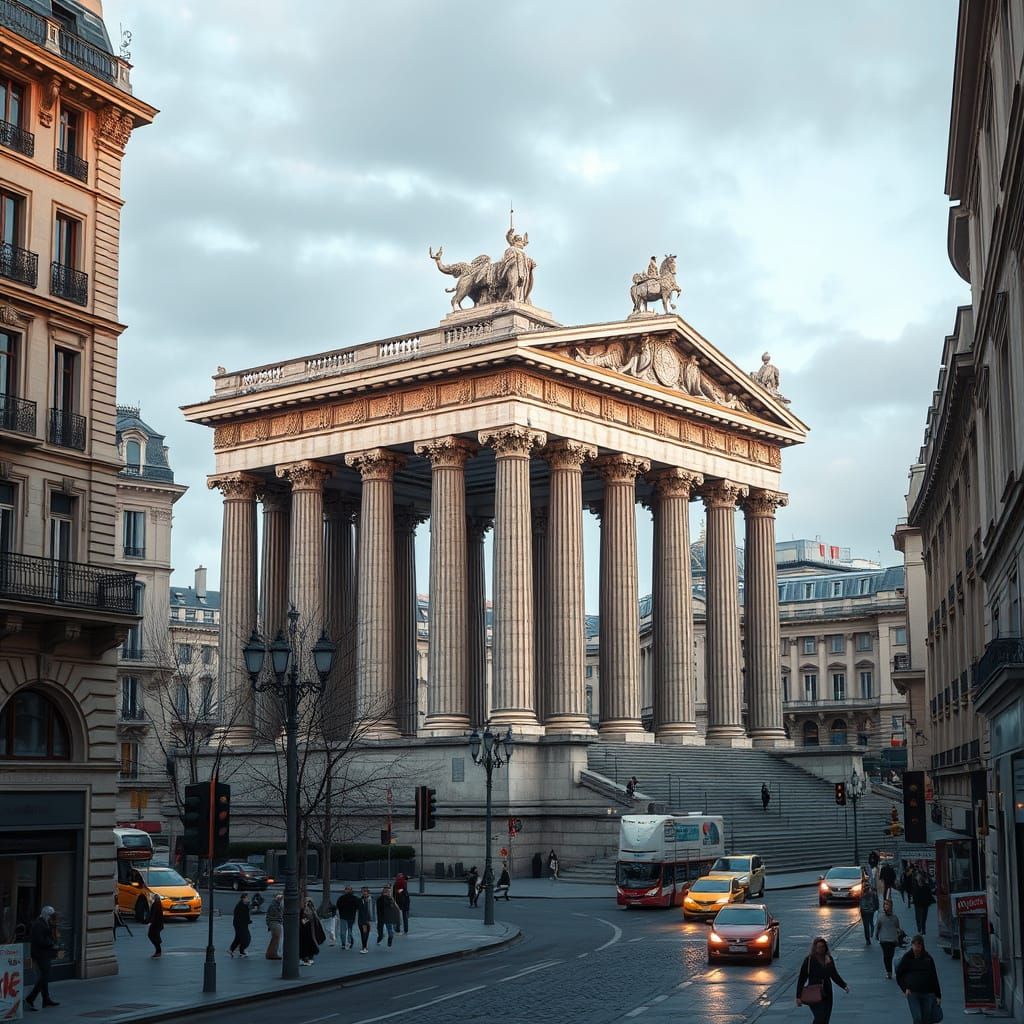 Colossus of Rhodes in Paris: Hyper-Realistic Scene