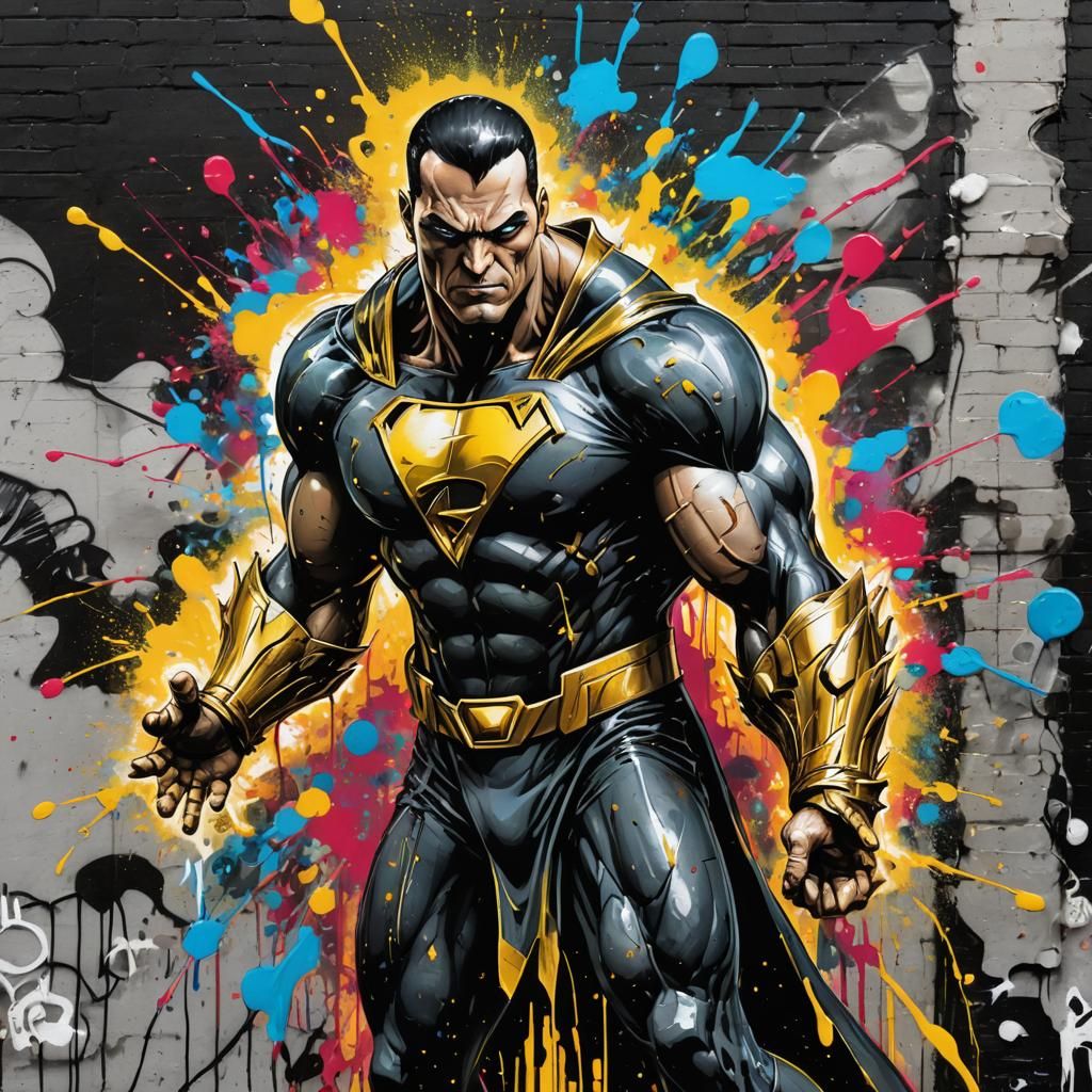 Black Adam Graffiti Art in Street Style
