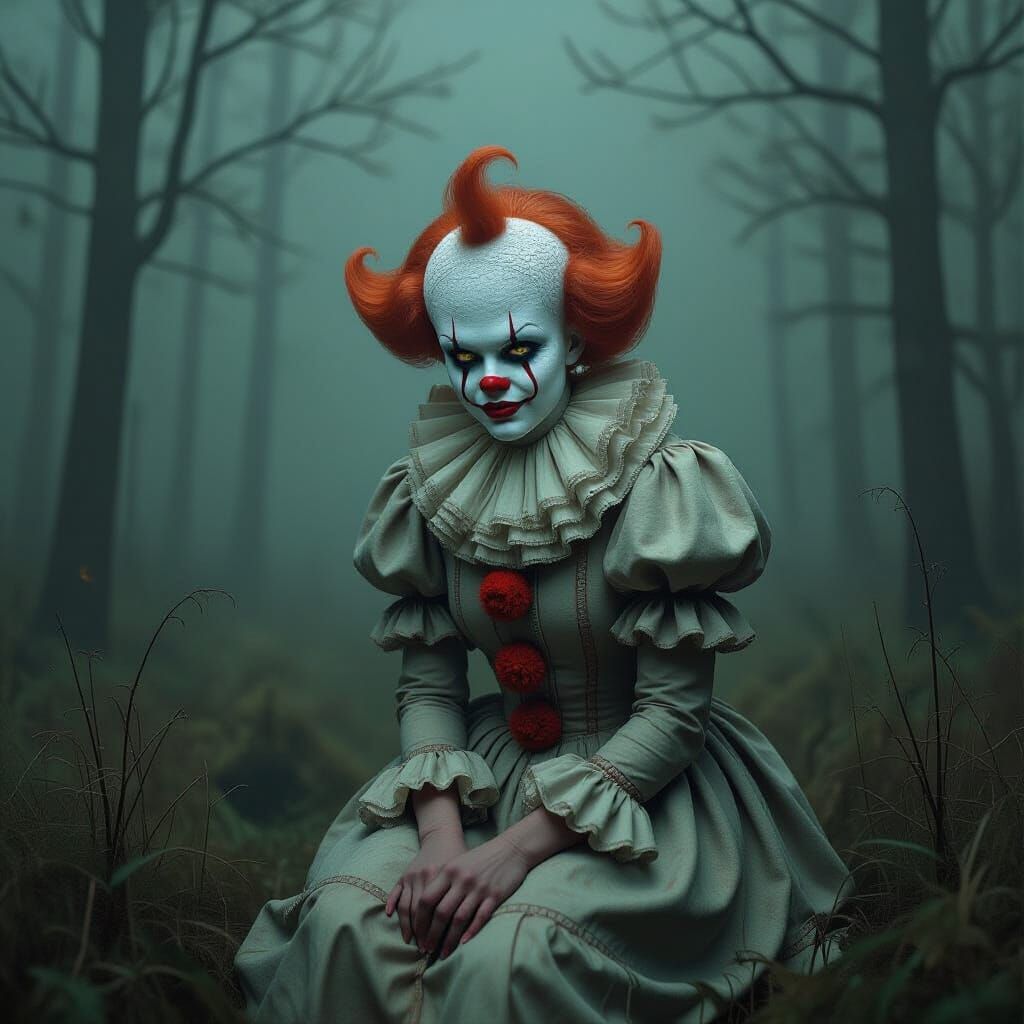 Disturbing clown like appearance a lady in her mutated state...