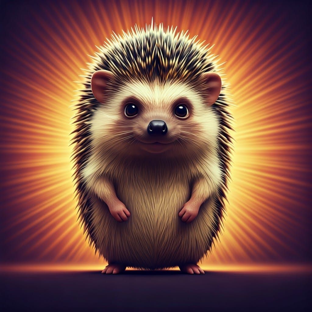Whimsical Hedgehog Hero in Vibrant Radial Gradient