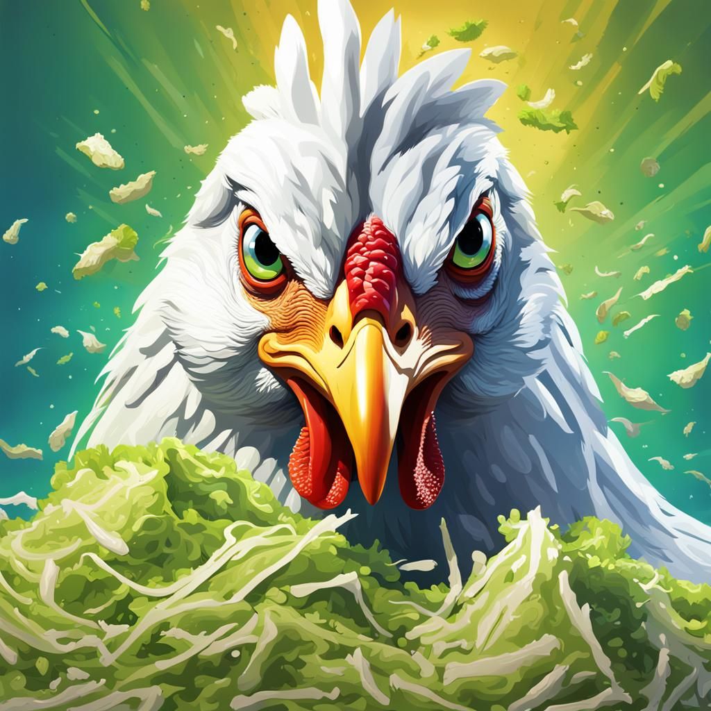 What do you call a chicken staring at a pile of lettuce? Chi...