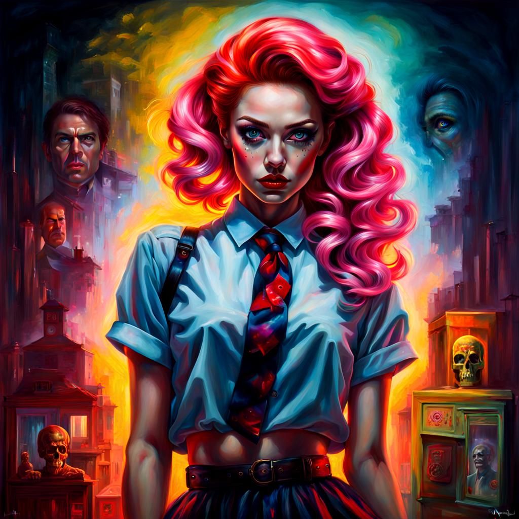 American Pinup Doll School Girl Character Design (Hyperreali...