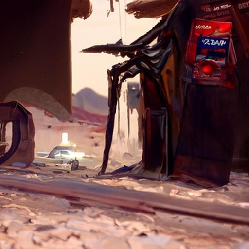 Sinister Gas Station on Mars: Digital Art