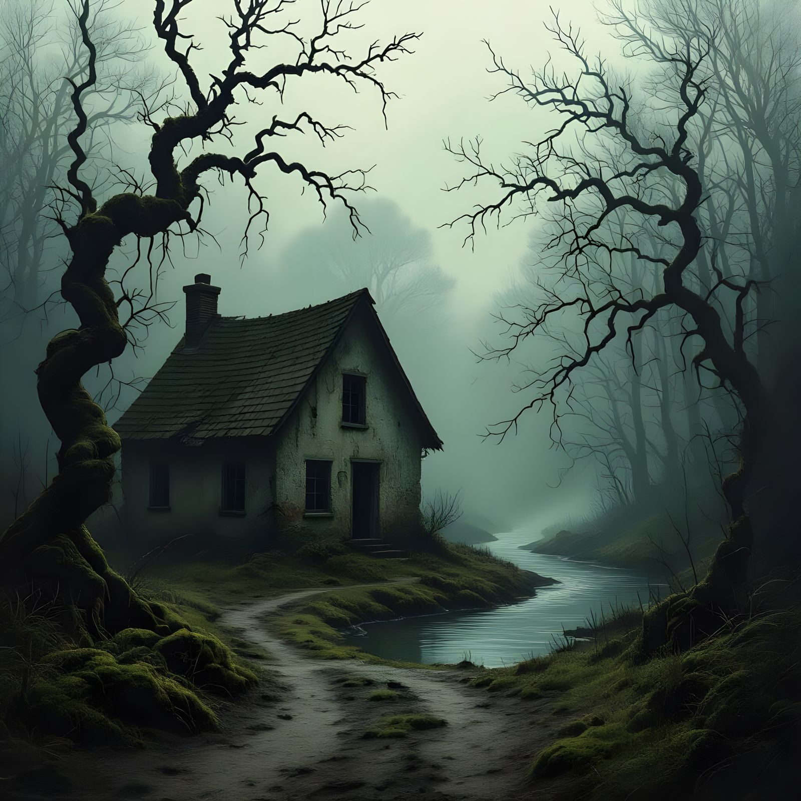 Deserted Cottage at the Edge of the Forest