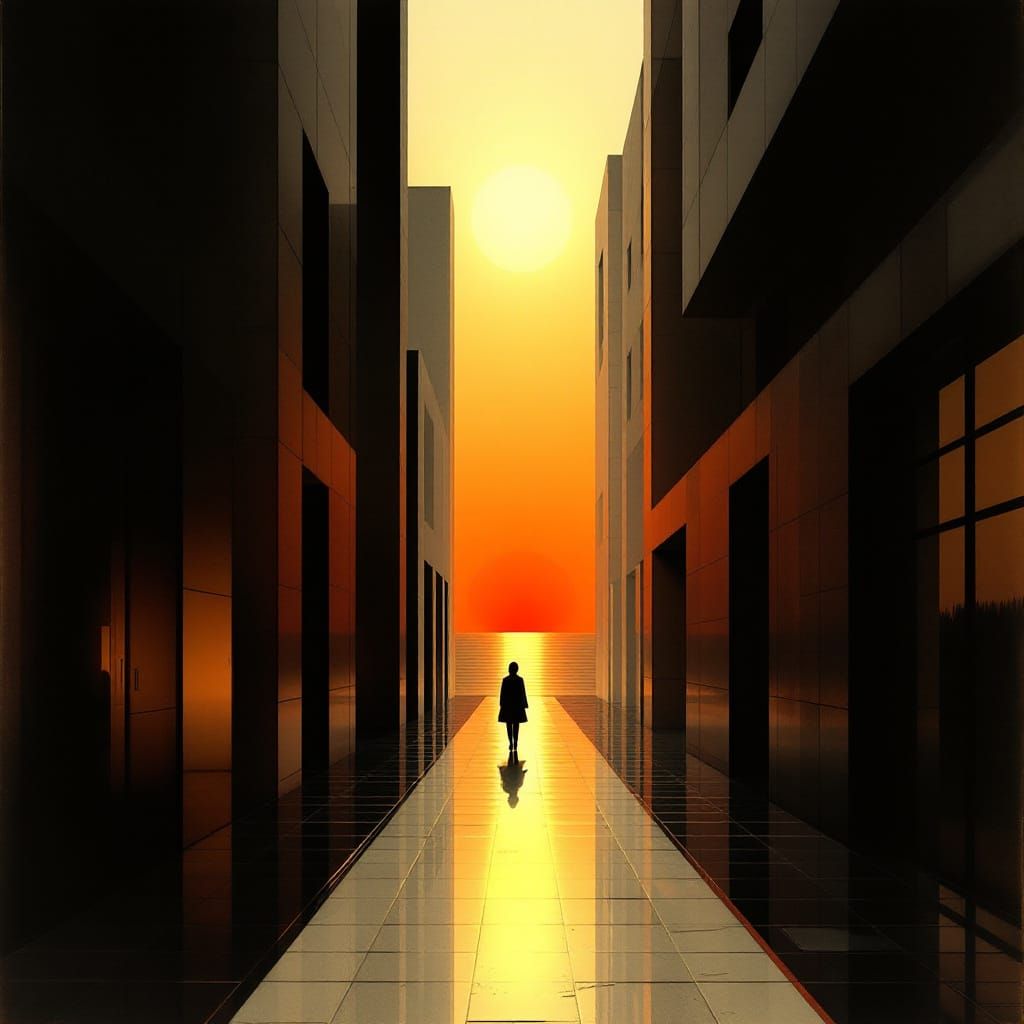 Metaphysical Surrealism: Luminous Geometric Silhouettes