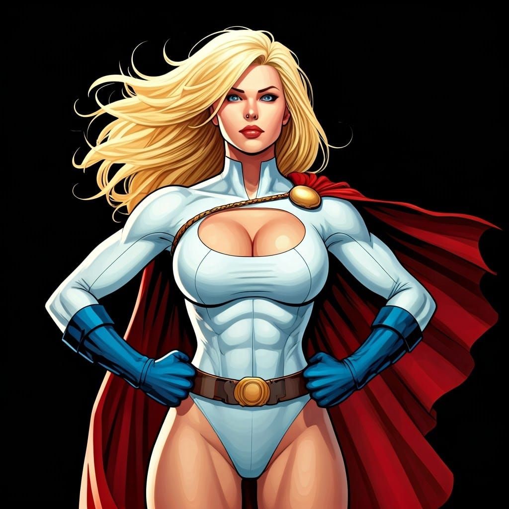 Power Girl in Energetic Comic Book Style
