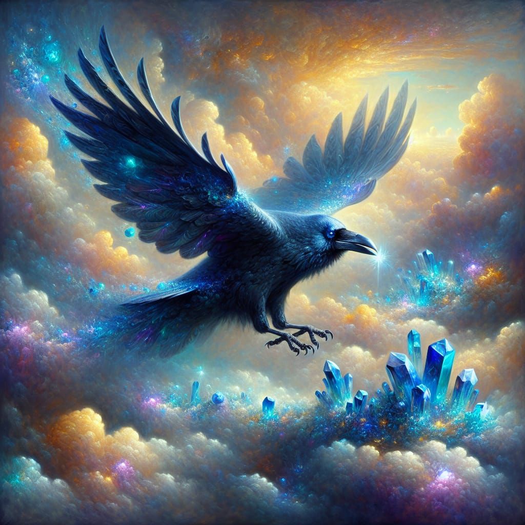 The Crow Searches for Magical Crystals