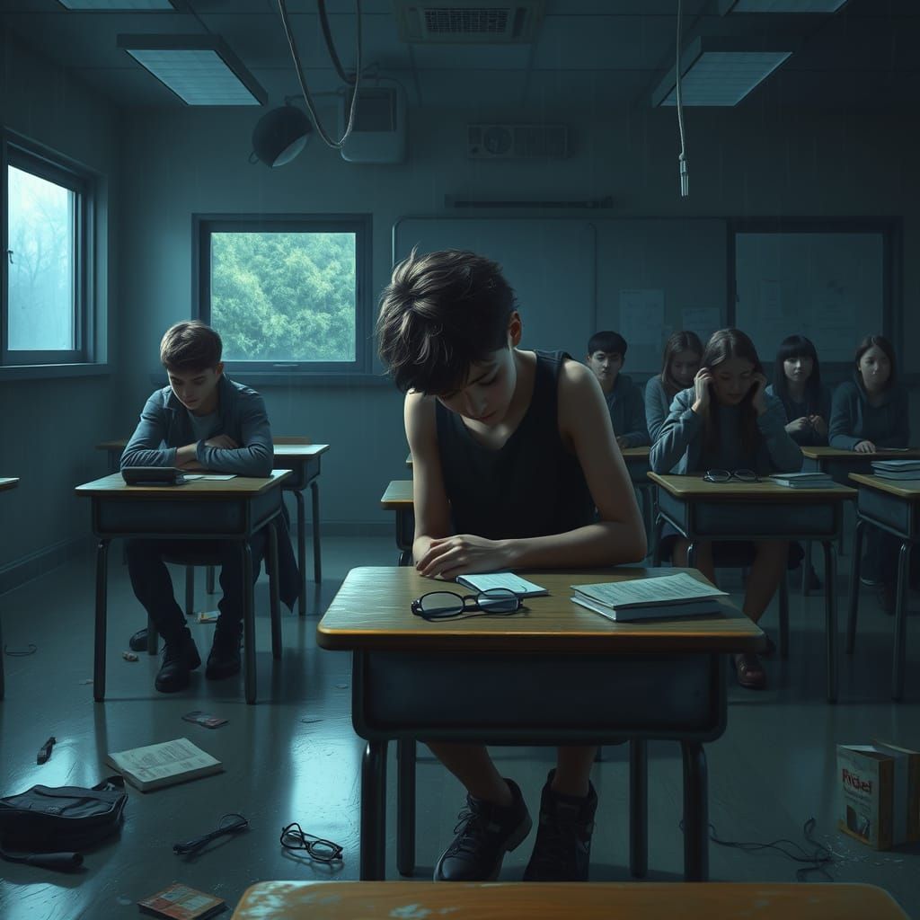 Hauntingly Realistic Classroom Scene in Hyper-Realistic Digi...