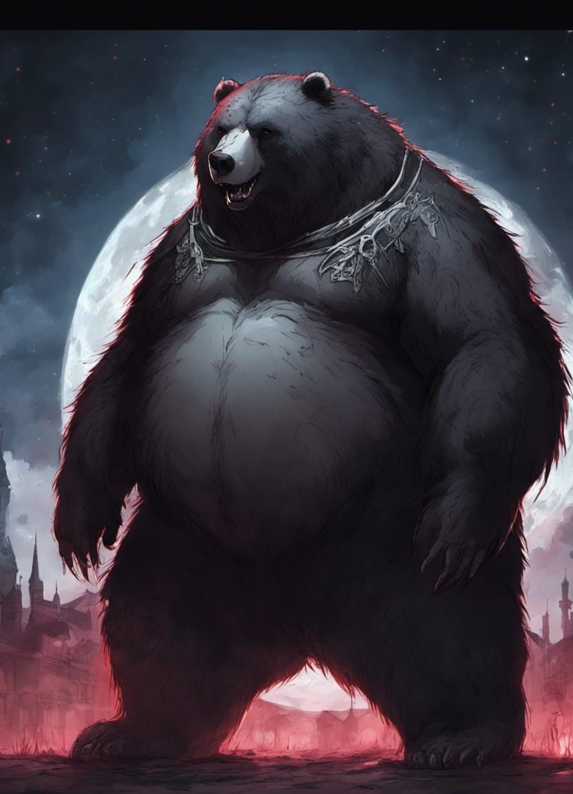 Evil Gothic Vampire Bear King in Anime Style