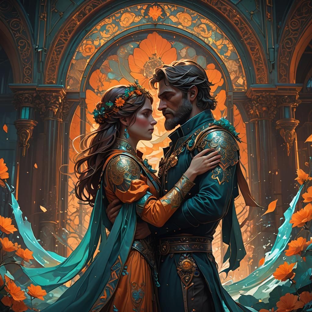 Forbidden Love Story in Hyperdetailed Splash Art