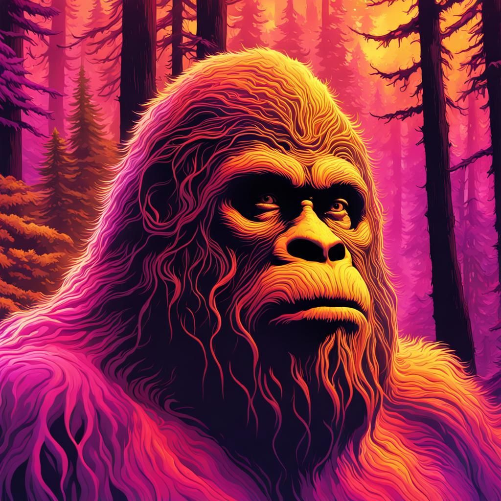 Hyperrealistic Thermal Image: Sasquatch in Old Growth Forest