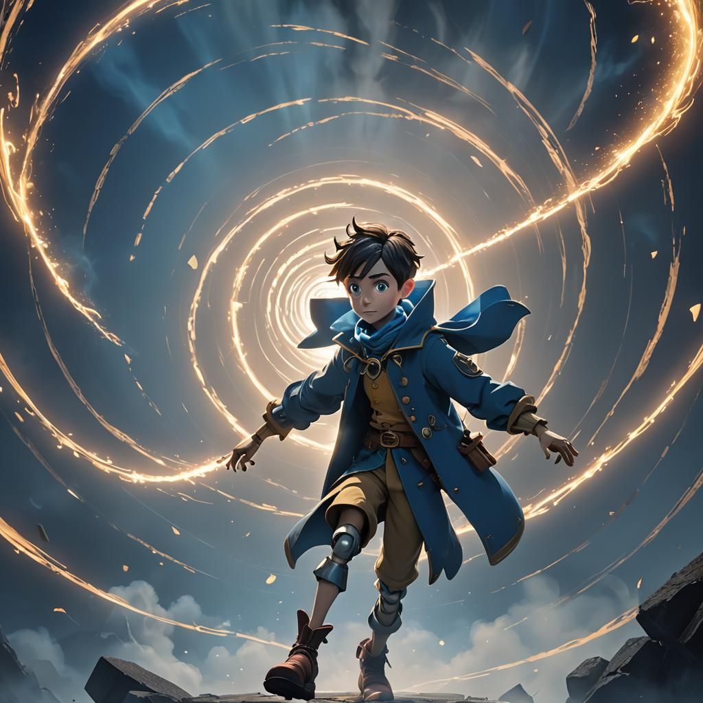 Pinocchio in Maelstrom: Detailed 3D Anime Art