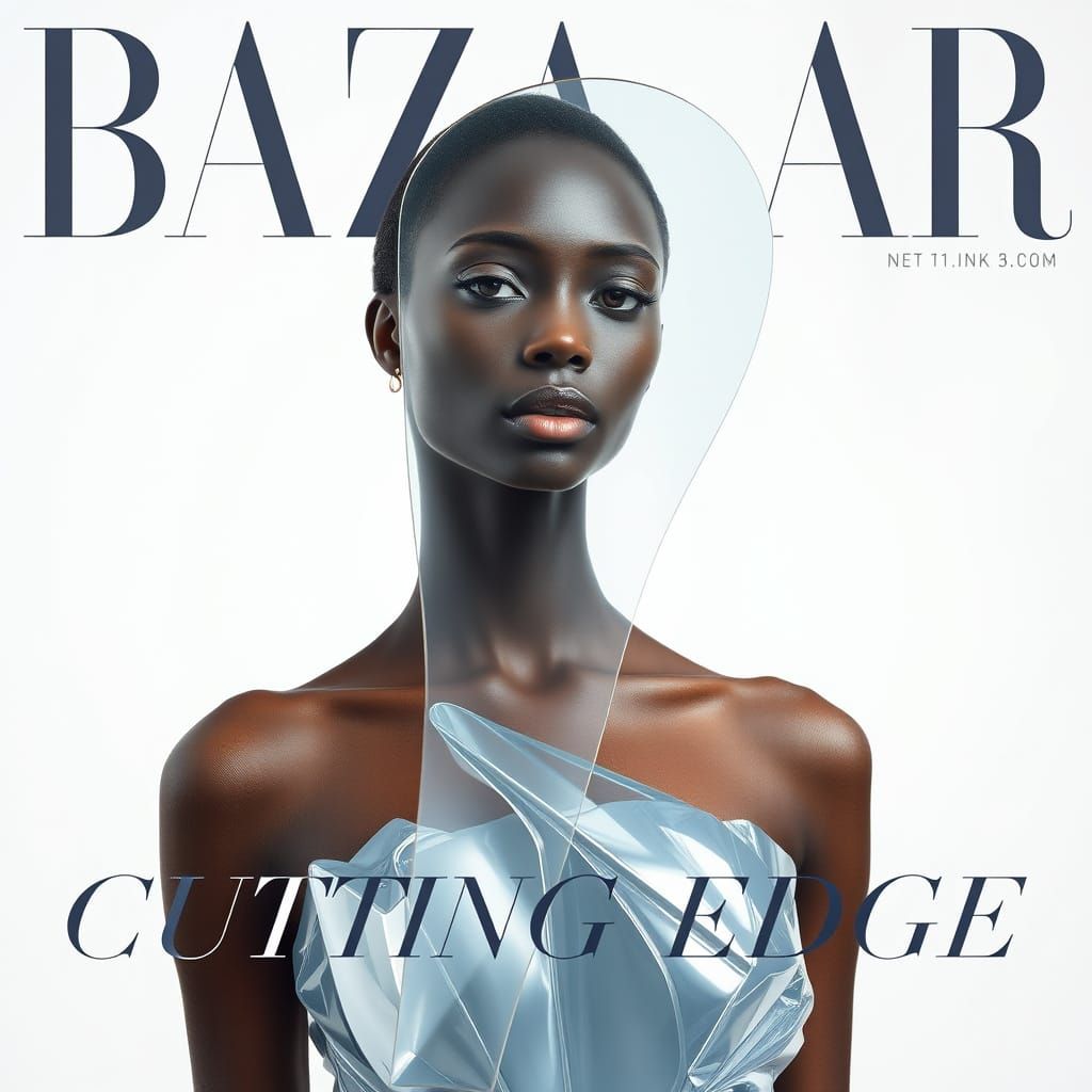 Harper's Bazaar Cover: Model in Avant-Garde Glass Dress