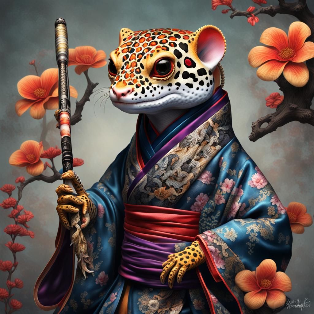 Geisha Leopard Gecko in a Dark Rainforest