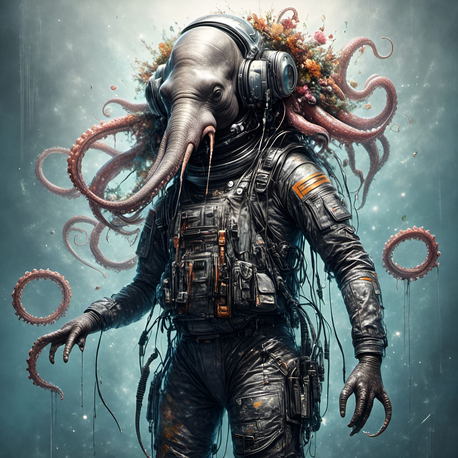 Gromozeka: Octopus-Elephant-Shark in Space Suit Sketch