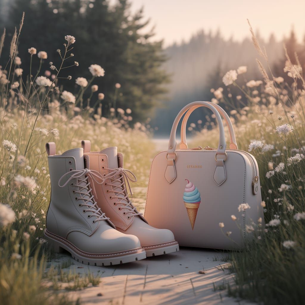 Ice Cream Boots & Handbag in Monet/Van Gogh Style