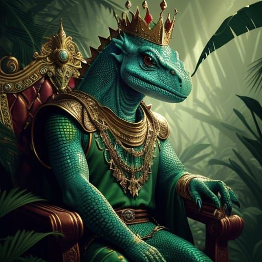 Regal Lizard King in Majestic Jungle Realm