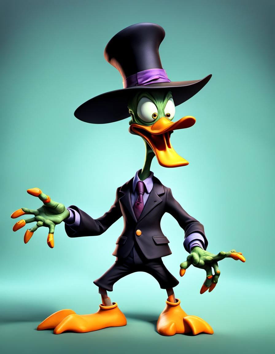 Zombie Daffy Duck Cartoon in CGI Style