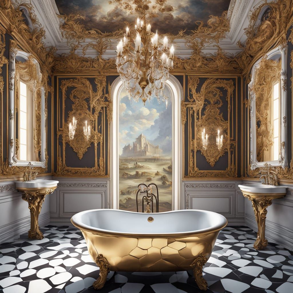 Surreal Versailles Bathrooms with Melting Gold Fixtures