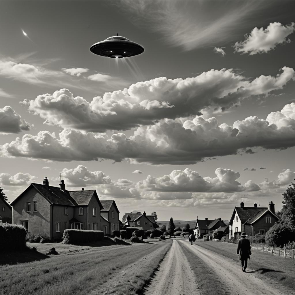 Film Noir: UFO Arrival in Countryside