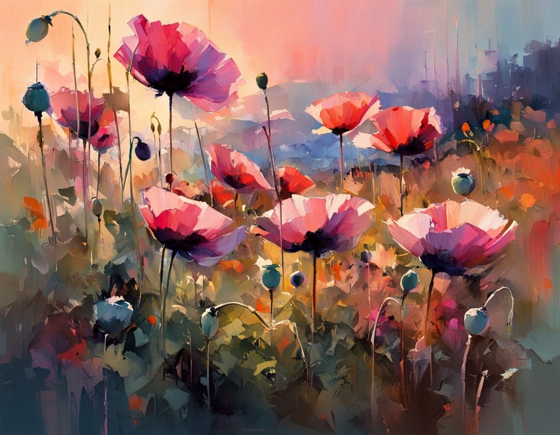 Ethereal Poppies in Noctilucent Glow