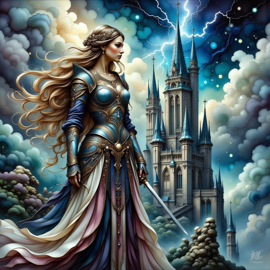 <lora:Etherealisim:1.0> <lora:Art deco nouveau 2:1.0> <lora:Alcohol Ink Splash:1.0> warrior woman dragon castle