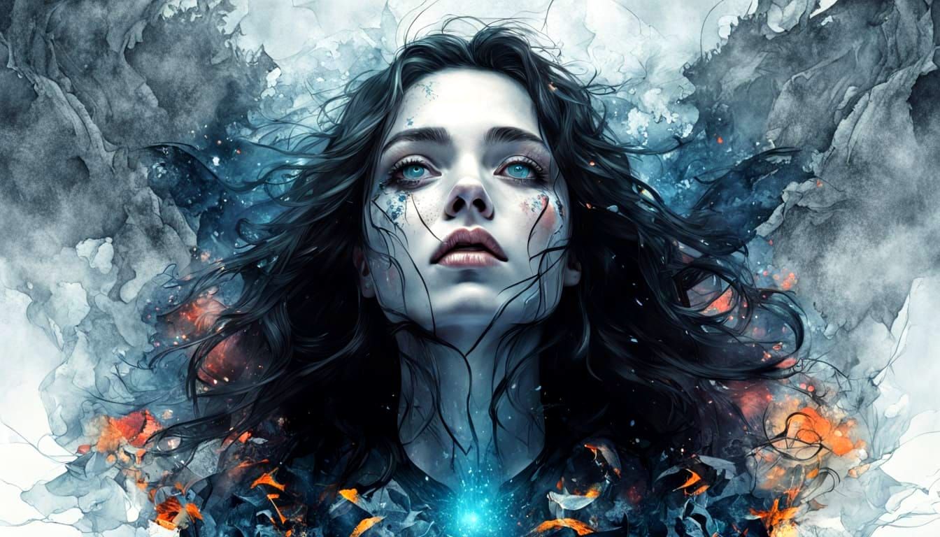 Melancholic Fantasy Art in Hyperrealism Style