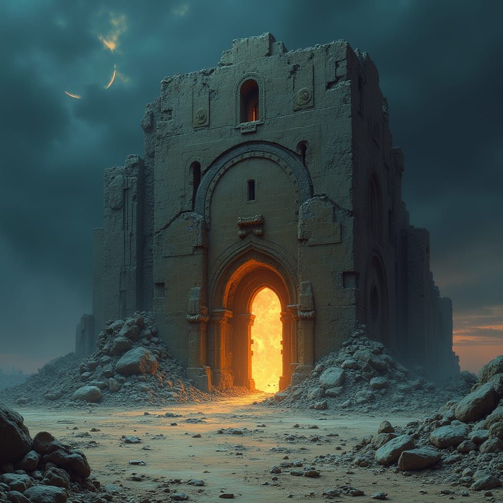 Apocalyptic Doorway at Nightfall in Fantasy Style