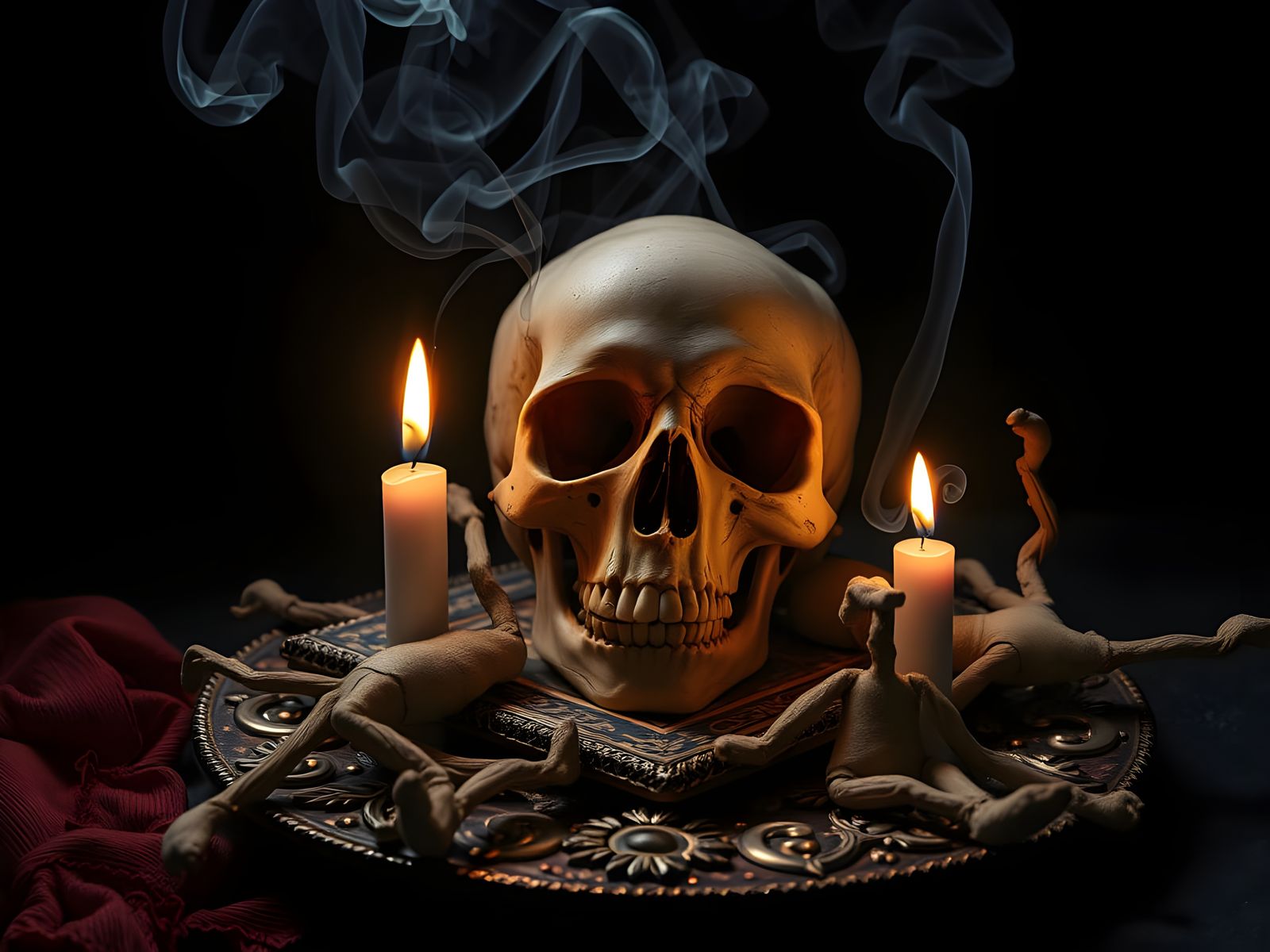 Mysterious Voodoo Altar in Dim Light