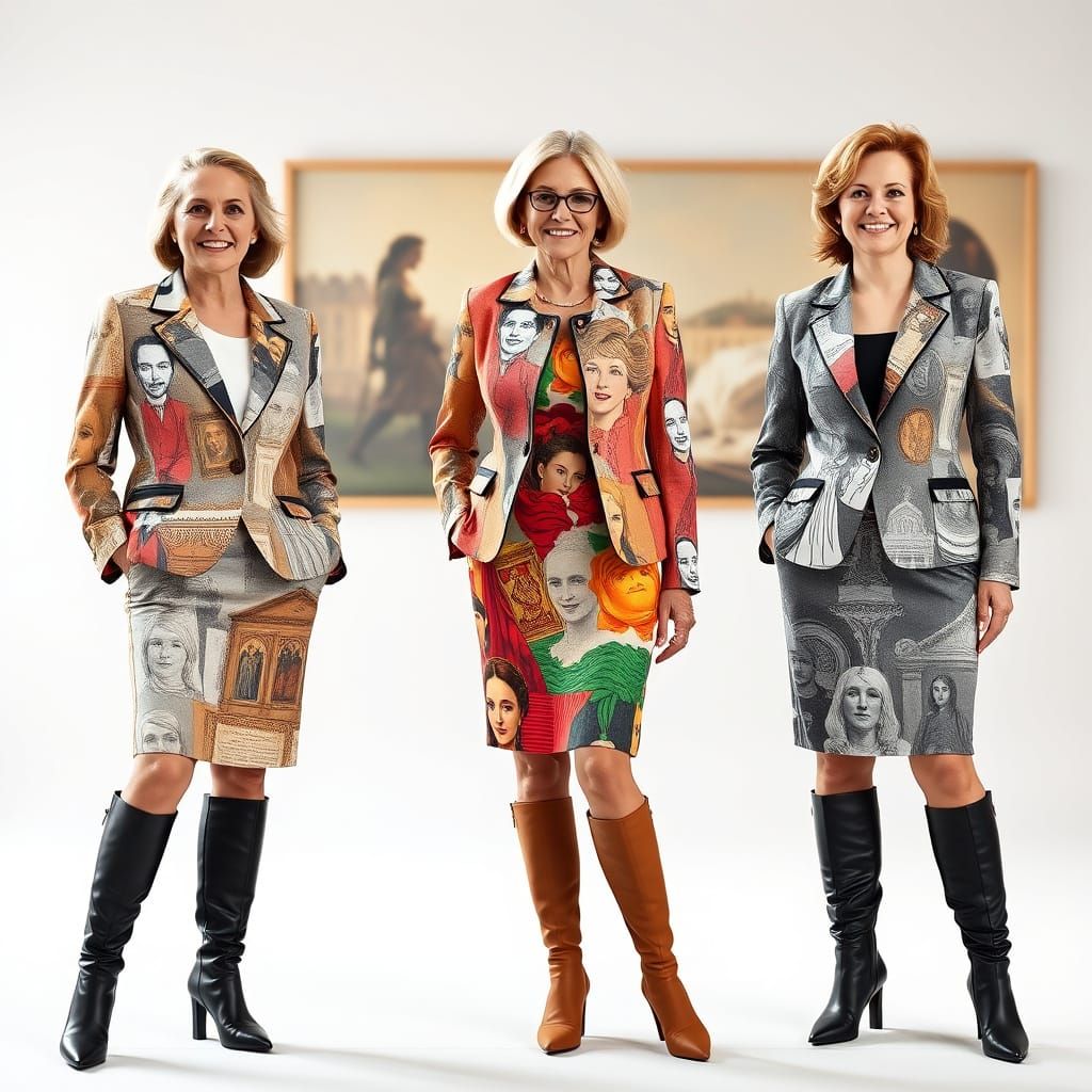 Colorful Businesswomen in Famous Painting Patterned Outfits
