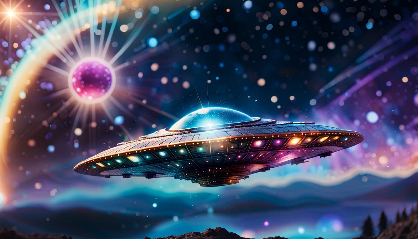 Pleiadean Beamship in Cosmic Astral Illustration