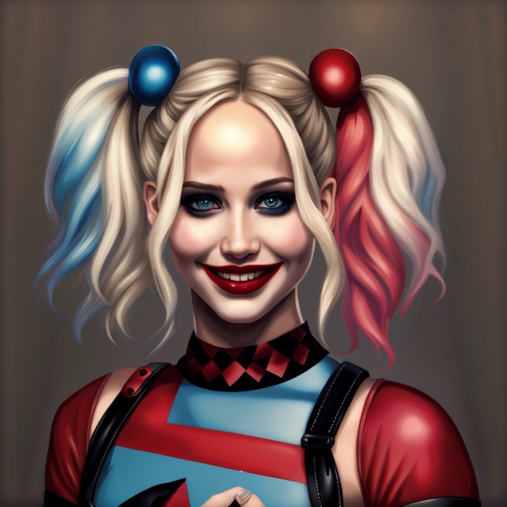 Charming Harley Quinn Portrait with a Hint of Jennifer Lawre...