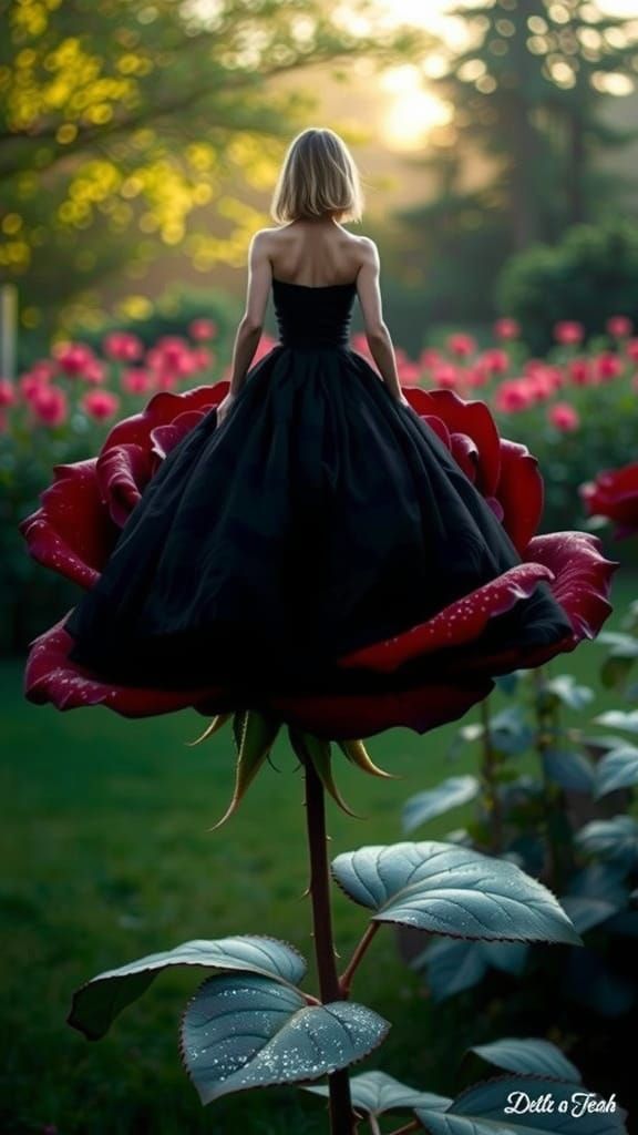 Romantic Tarantella Dancer on a Crimson Rose
