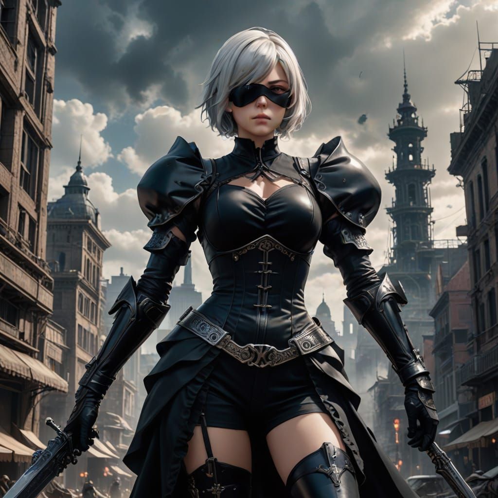 Gothic Android 2B Stands Tall