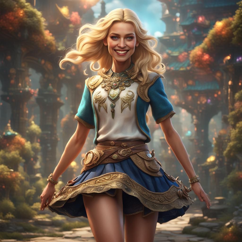 Aleutian Princess with Blonde Hair and Big Smile