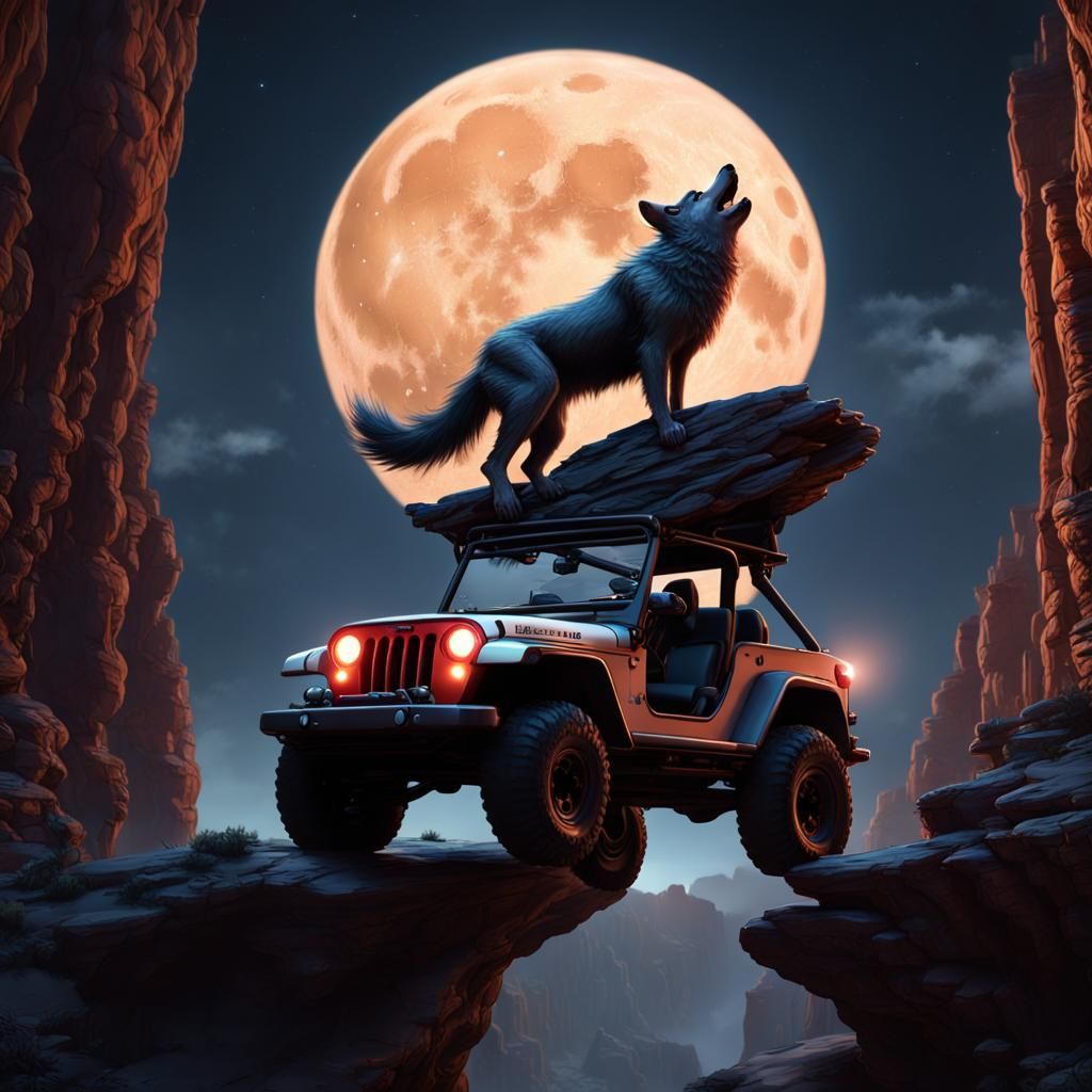 Werewolf Canyon Jump in Detailed Matte Painting