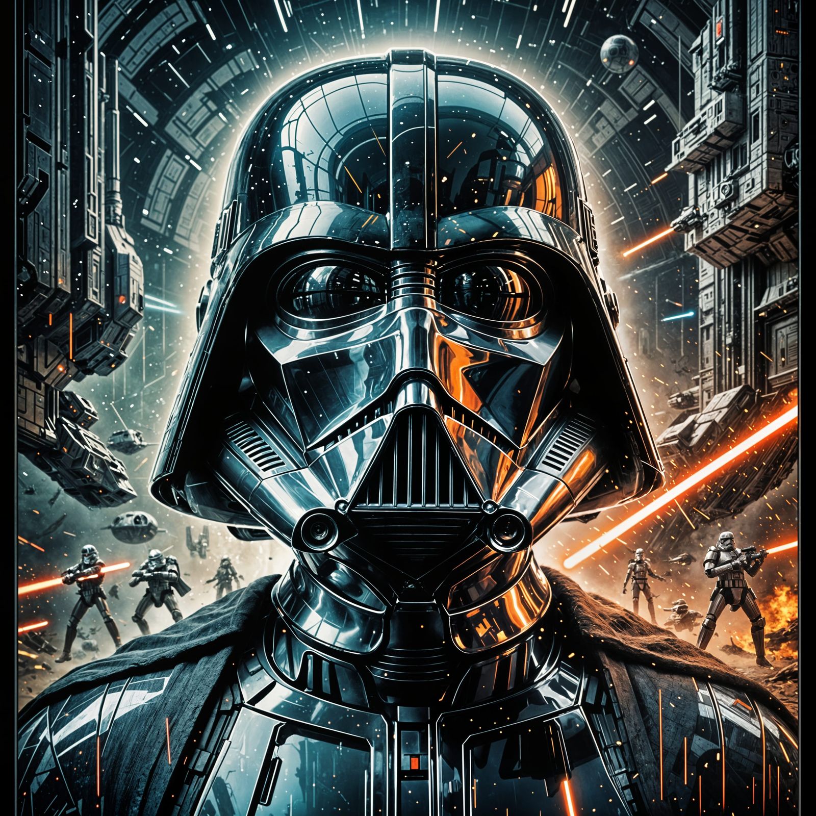 Retro Star Wars Poster in Hyperrealistic Double Exposure Art