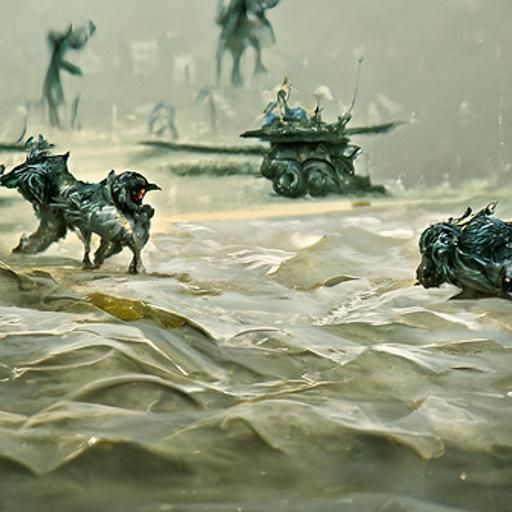 Military Dog Parade as Detailed Matte Painting