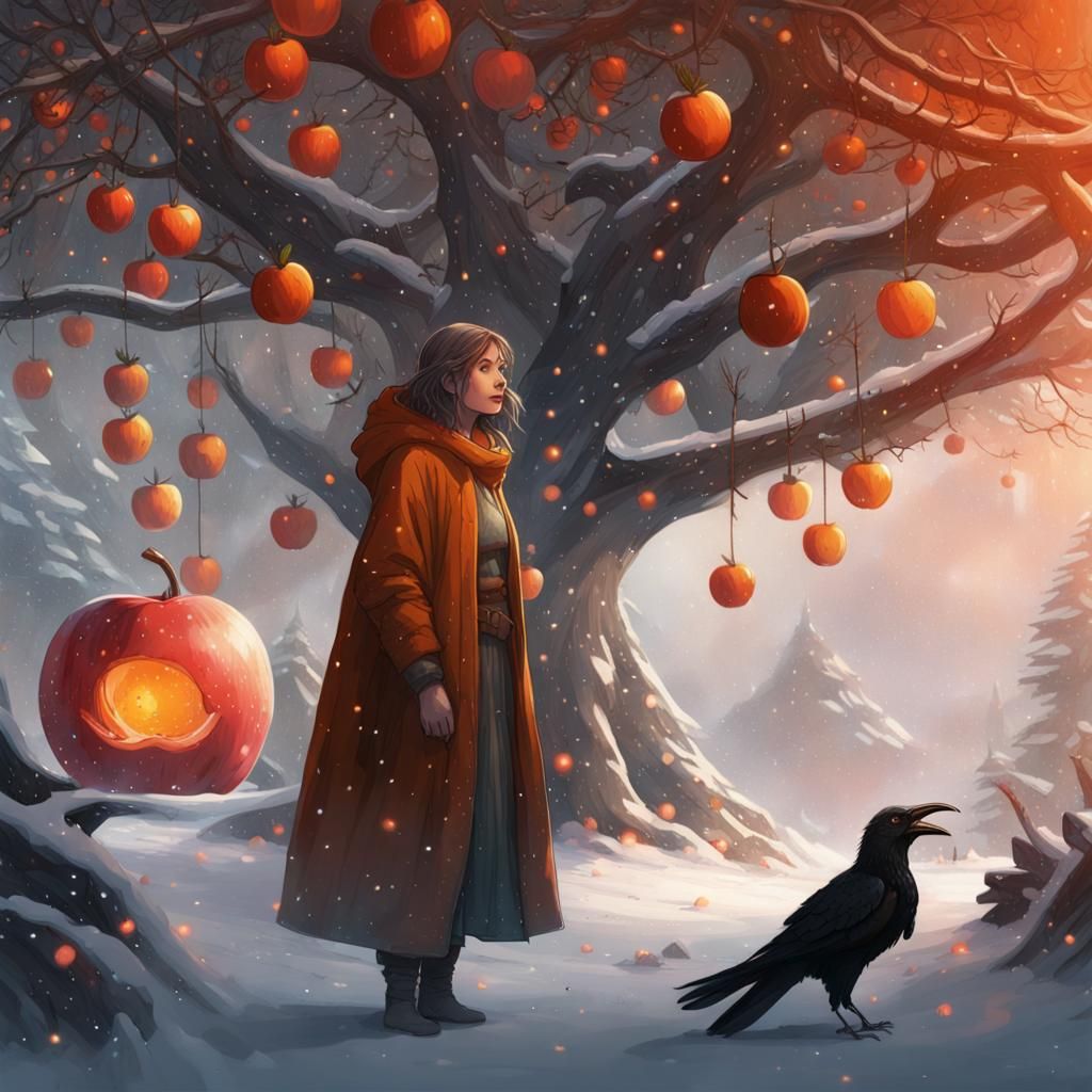 Hobbit in Cyberpunk Christmas Forest