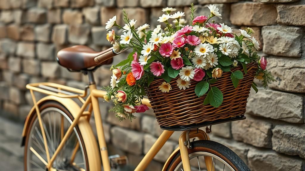 Hyperrealistic Bicycle with Flower Basket
