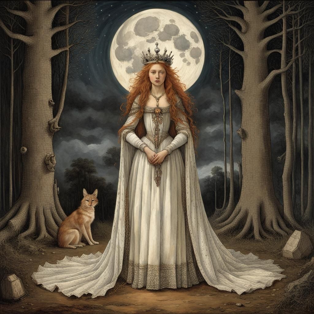 Fantasy Forest Fairy Queen in Art Nouveau Style