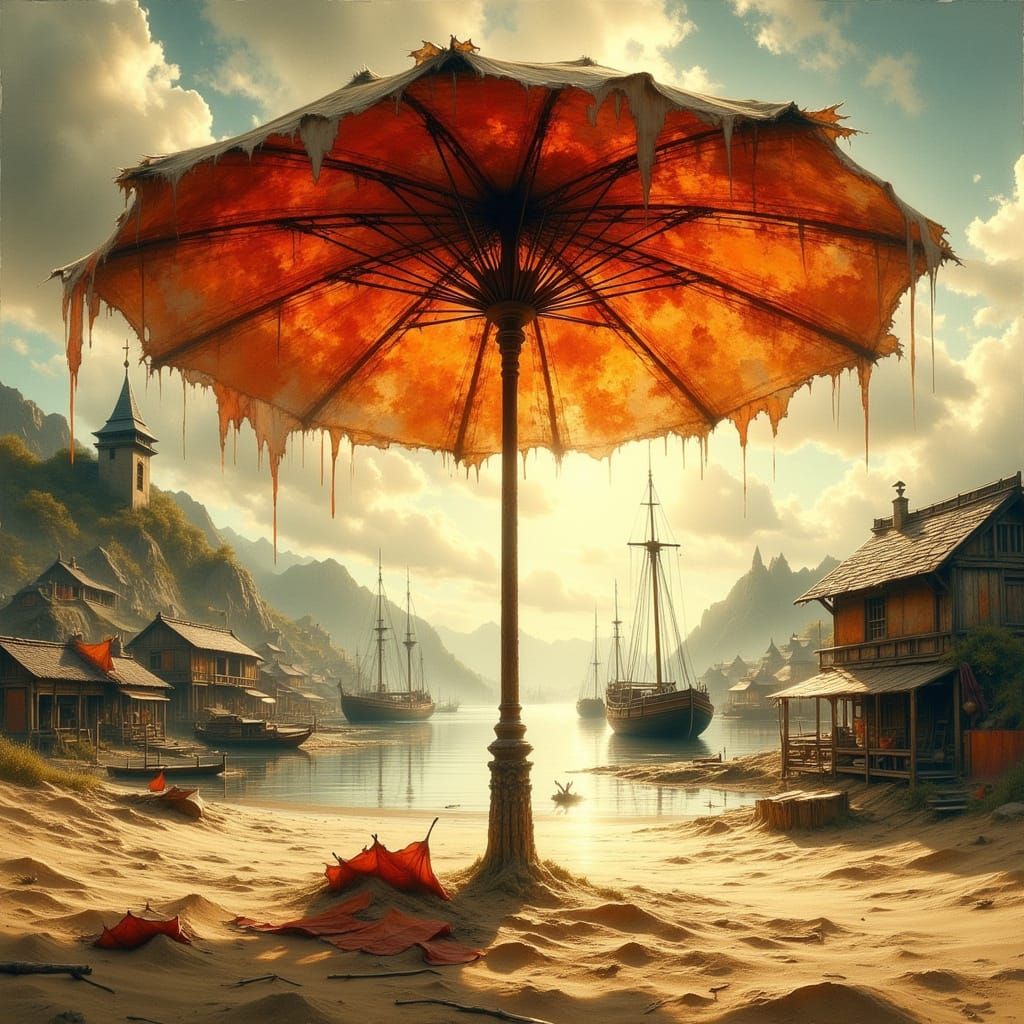 Upside-Down Parasol Reveals Ancient Harbor Scene
