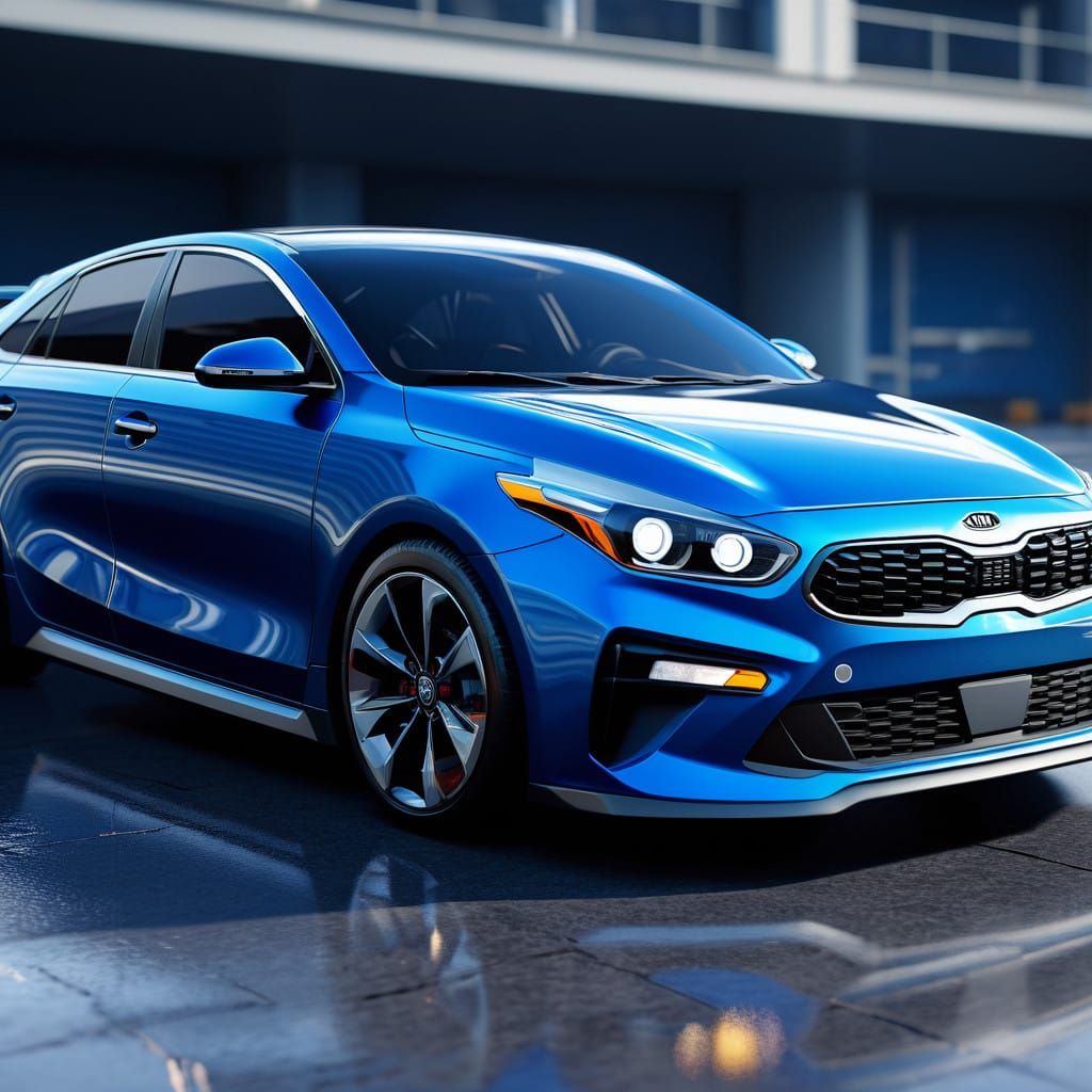 Futuristic Kia Forte GT in Polished Metal