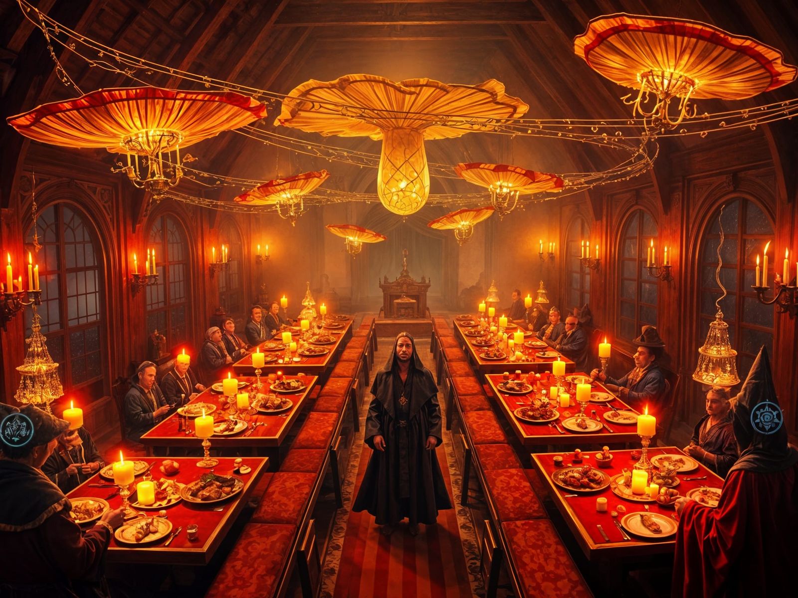 Floating Feast in a Magical Banquet Hall