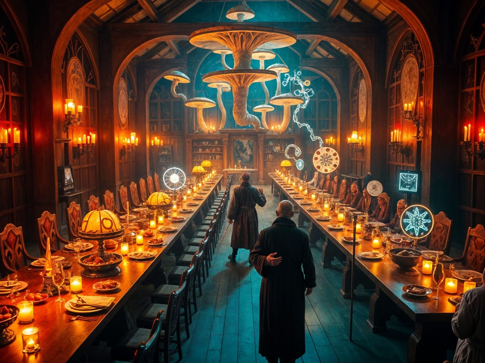 Floating Feast in Candlelit Wizard Banquet Hall