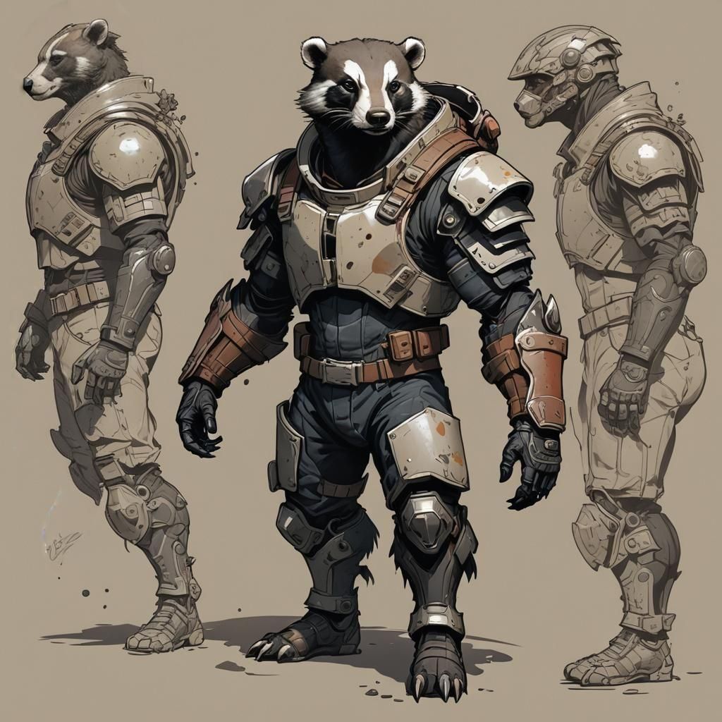 Badger Fighter Character Design in Kim Jung Gi Style